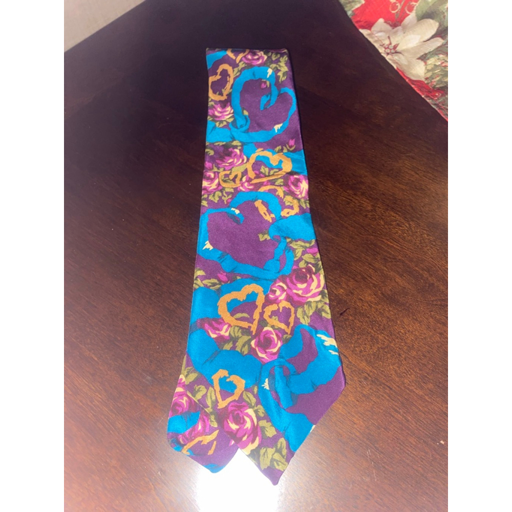 Vintage Beatles Floral &Hearts Silk Tie One Size - Picture 6 of 7